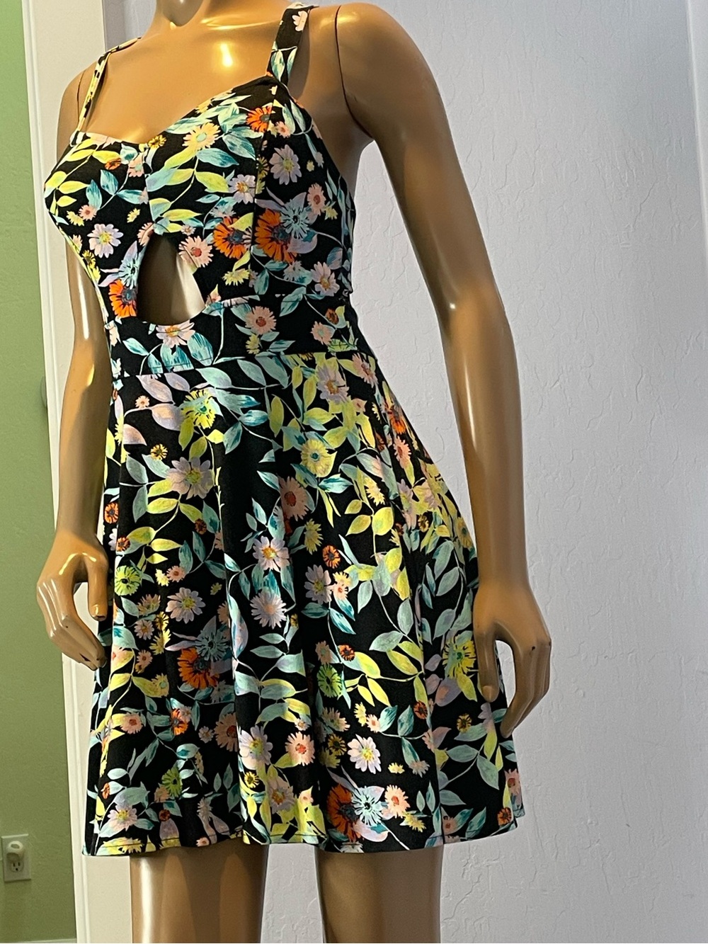 Flirty Floral Skater Dress with Peekaboo